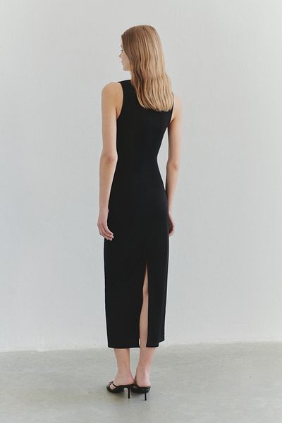 Trendyol Collection Detailní pletené šaty z limitované edice Black Rose TPRSS25EL00180