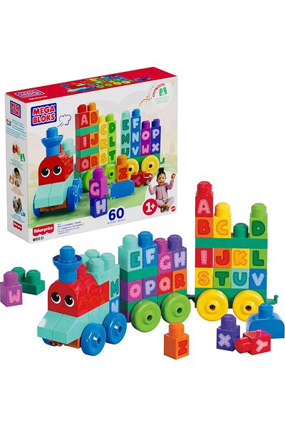 MEGA لعبة قطار التعلم ABC من Bloks للأطفال بعمر سنة فما فوق (Mattel DXH35)