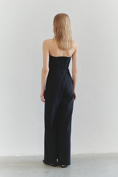 Trendyol Collection Schwarzer, lang gewebter Overall mit weitem Bein in limitierter Auflage TWOSS25TU00035