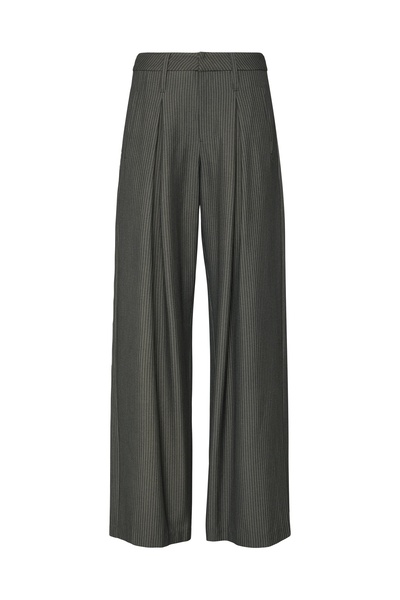QS by s.Oliver Pinstripe Trousers with a Waistband Detail in Contrast Color