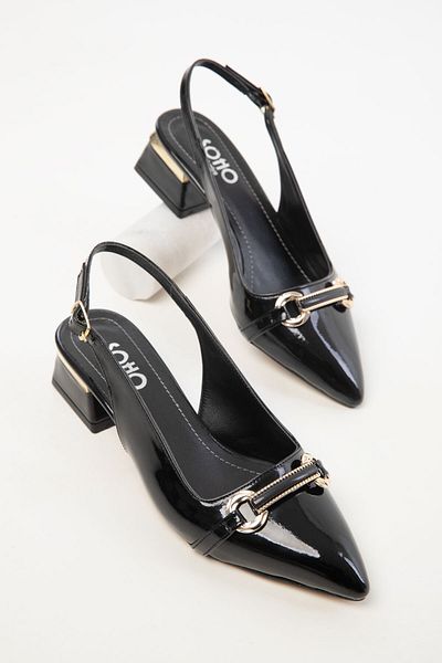 SOHO Klassische Damenschuhe mit Absatz aus schwarzem Lackleder 20423