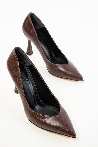 SOHO Braune Schlangen-Damenschuhe mit klassischem Absatz 19661