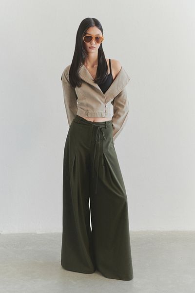 Trendyol Collection Limited Edition - Khaki Belted Wide Leg Woven Pants Twoss25Pl00082