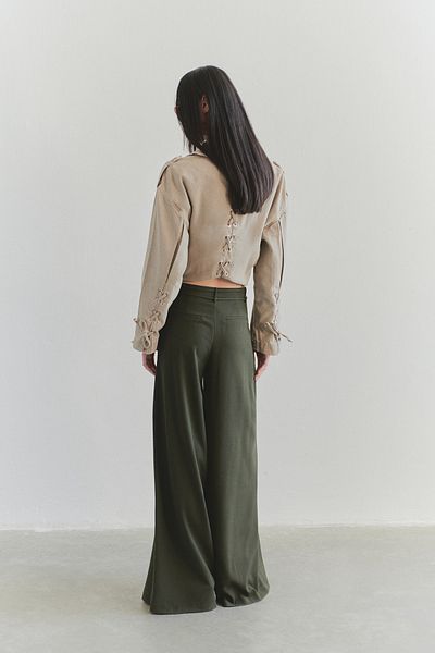 Trendyol Collection Limited Edition - Khaki Belted Wide Leg Woven Pants Twoss25Pl00082