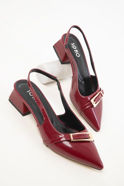 SOHO Claret Red Patent Leather Women's Classic Heeled Shoes 20429