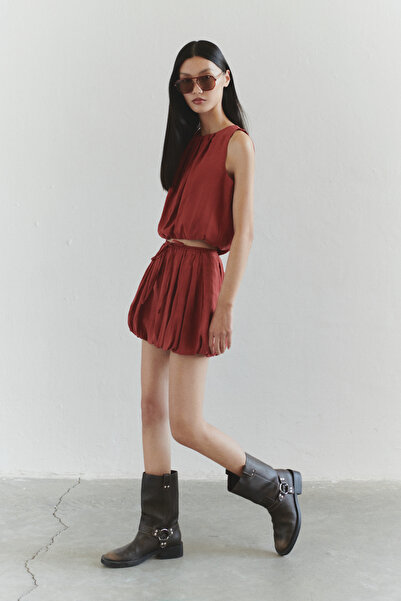 Trendyol Collection Limited Edition Tile Balloon Mini Modal Woven Skirt Twoss25Et00104