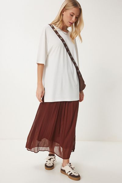 Happiness İstanbul Dámské tričko Bone Oversize Basic Modal UB00323