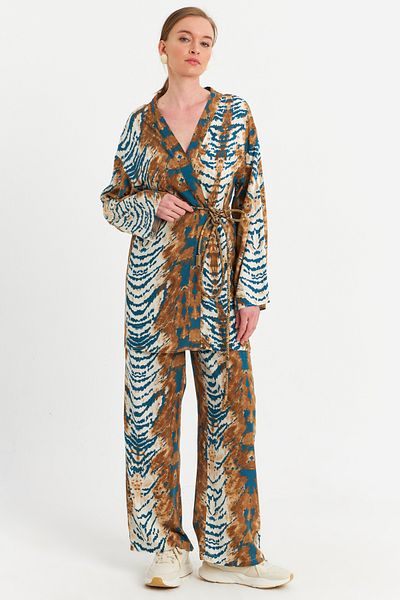 Cool & Modest Women's Ecru-Blue Bottom Top Set Mgç202