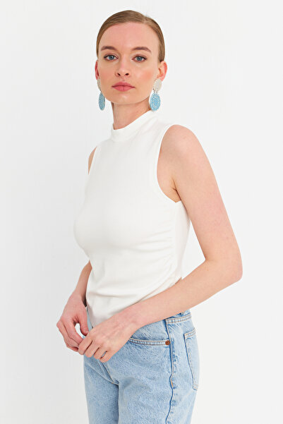 Cool & Sexy Weiße ärmellose Crop-Bluse ZH07 Damenmode