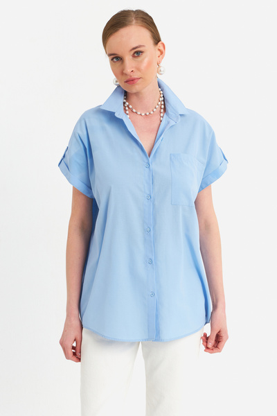 Cool & Modest Cămașă de damă Blue Basic MZER427