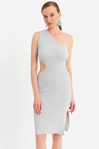 Cool & Sexy Women's Gray Low-Cut Camisole Midi Dress Or2460