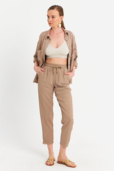 Cool & Sexy Γυναικείο παντελόνι με ελαστική μέση βιζόν SUN201