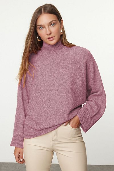 Trendyol Collection Wide Fit - Pulover din tricotaje Dusty Rose, textura moale - TWOAW20KZ1059
