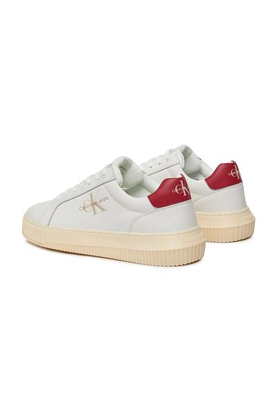 Calvin Klein Adidași din piele pentru bărbați - Aspect elegant, ocazional, alb crem, cu sigla mărcii YM0YM00681-0KV