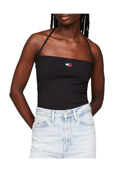 Tommy Jeans Női karcsú logikával TÖMÖR SZÍNŰ Hímzett LOGO Crown Top Modell