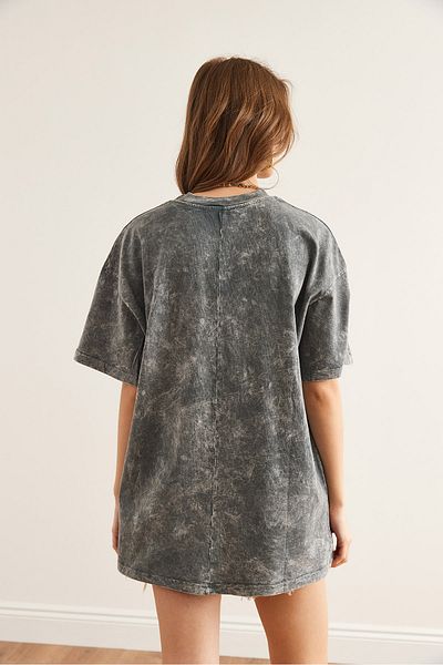 Olalook Жіночий сірий детальний бойфренд Tas Tisort TSH19000859
