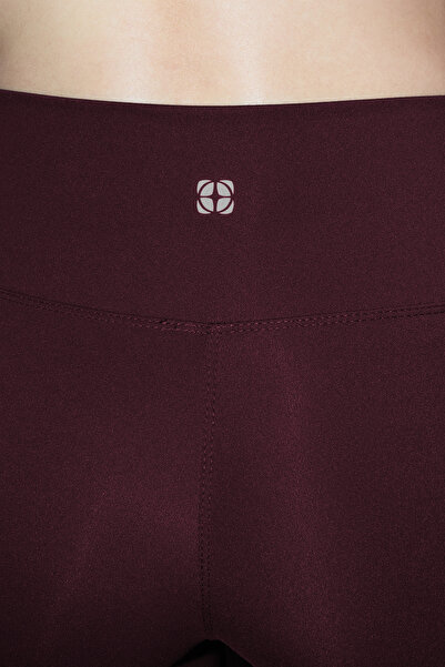 Trendyol Collection Burgundy Soft Brushed Fabric Reflector Full Length Knitted Sports Leggings