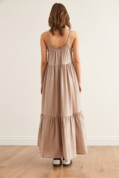 Olalook Women's Stone Strap Adjustable Piece Maxi Linen Ayrobin Dress Elb- 19002355