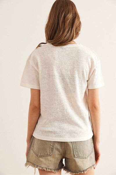 Olalook Tricou crop alb cu decolteu în V pentru femei TSH- 19000861