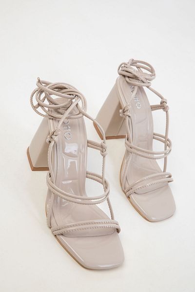 SOHO Beige Patent Leather Women's Classic Heeled Shoes 20363