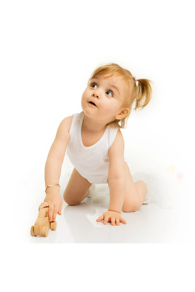 ebebek Hello Baby HelloBaby Unisex Beyaz Body Çıtçıtlı Bisiklet Yaka Atlet Kol Beyaz