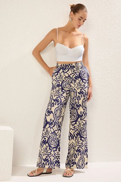 Trendyol Collection Multicolor Ethnic Pattern Wide Fit Wide Leg Woven Pants Twoss25Pl00030