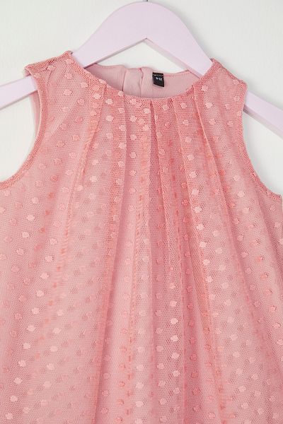 TRENDYOLKIDS Powder Baby Girl Strukturiertes festliches, plissiertes, gefüttertes Strickkleid TKDSS25EL00081