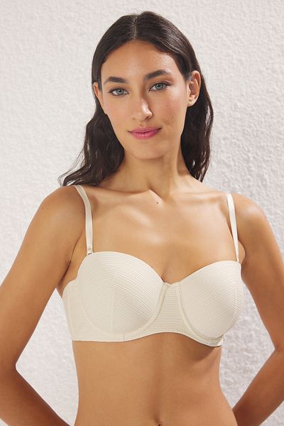 Trendyol Collection Ten Micro Stripes Covered Trägerloser Strick-BH THMSS25SU00040
