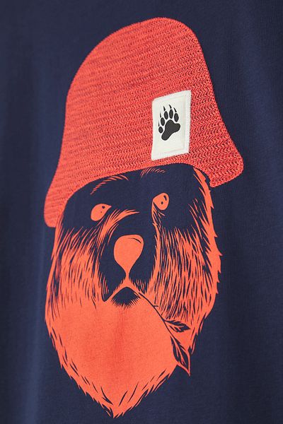 Trendyol Collection Μπλουζάκι με κοντό μανίκι Navy Blue Oversize Καπέλο απλικέ 100% βαμβάκι