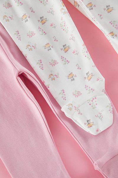TRENDYOLKIDS Baby-Mädchenhose – Ecru-Rosa, 100 % Baumwolle, bedruckt TKDSS25PL00011
