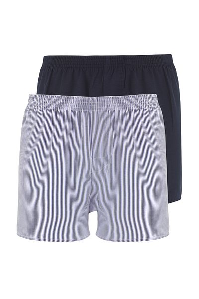 Trendyol Collection Marineblaue Boxershorts aus gewebter Baumwolle im 2er-Pack TMNSS25BX00009