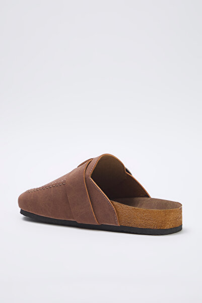 TRENDYOL SHOES Світло-коричневі передні закриті пряжки ременя квадратний носок плоский жіночі капці сабо TAKSS25TE00000