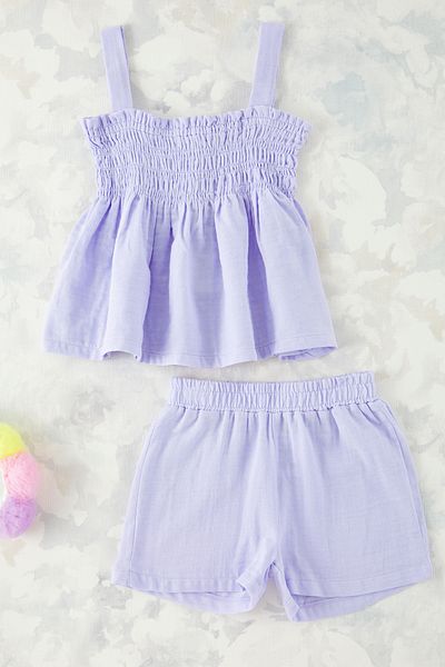 TRENDYOLKIDS Lilac Plain Knitted Bottom-Top Suit Tkdss25Au00063