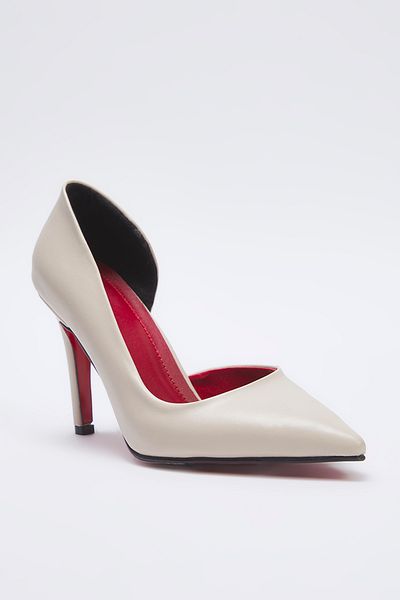 TRENDYOL SHOES Pantofi cu toc subțire stiletto pentru femei cu vârf ascuțit nud TAKSS25TO00061