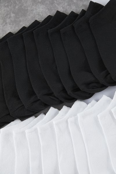 Trendyol Collection Schwarz-weiße Unisex 20er-Pack kurze Baumwollsocken/unsichtbare Booties-Socken TMNSS25CO00018