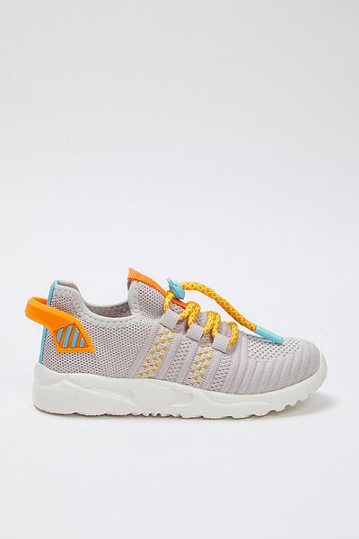 TRENDYOL SHOES Šedá pletenina Šněrovací pružná podešev Velké chlapecké dětské tenisky Takss25Sn00023