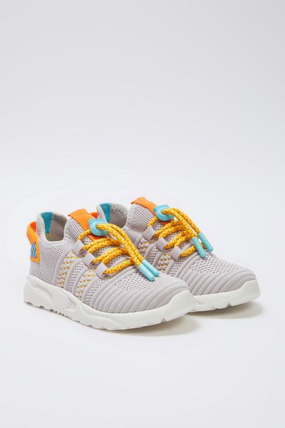TRENDYOL SHOES Šedá pletenina Šněrovací pružná podešev Velké chlapecké dětské tenisky Takss25Sn00023