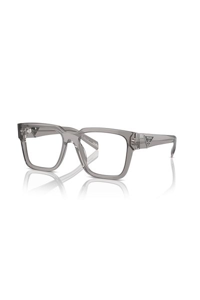 Prada Man Square Eyeglasses- Pr 08zv - Lense Size:52mm - Transparent Asphalt