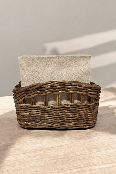AFRALYAHOME Специален дизайн на поставка за салфетки / Кухненски органайзер / Зестра / Декоративна поставка за салфетки / Поставка за салфетки от ракита