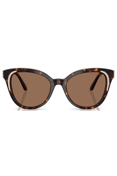 Swarovski Woman Butterfly Sunglasses- Sk 6031 - Lense Size:53mm - Dark Havana