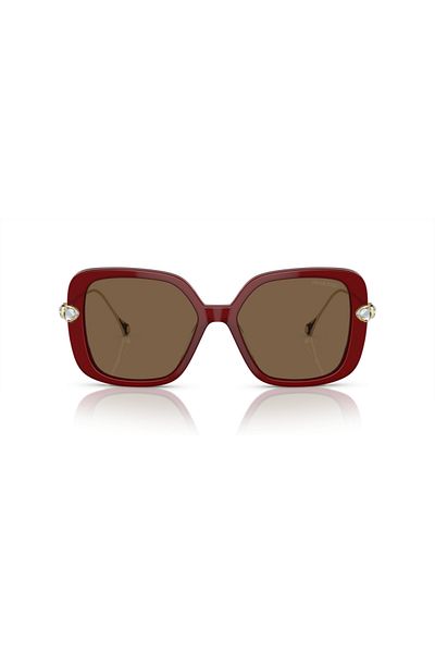 Swarovski Woman Pillow Sunglasses- Sk 6011 - Lense Size:55mm - Burgundy Trnasparent