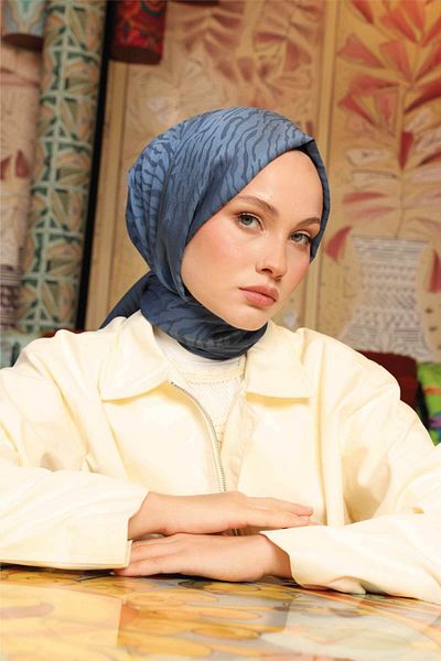 VALORSCARF شال بنمط الحمار الوحشي - نيلي