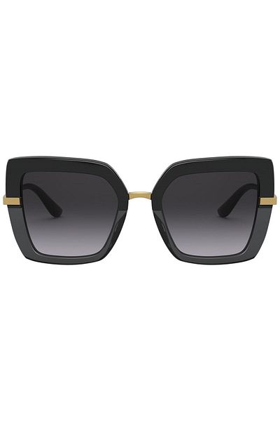 Dolce&Gabbana نظارة شمسية دولتشي آند غابانا مربعة للنساء - Dg 4373 - مقاس العدسة: 52 مم - أسود على أسود شفاف