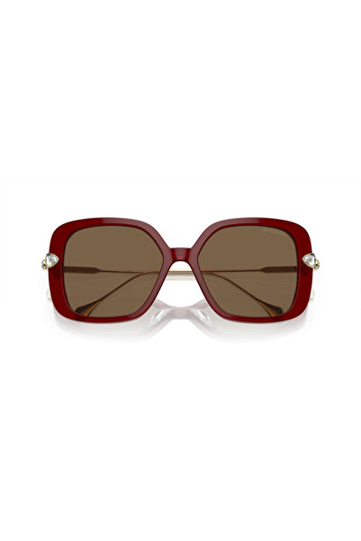 Swarovski Woman Pillow Sunglasses- Sk 6011 - Lense Size:55mm - Burgundy Trnasparent