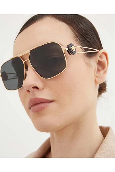 Versace Man Irregular Sunglasses- Ve 2269 - Lense Size:62mm - Gold