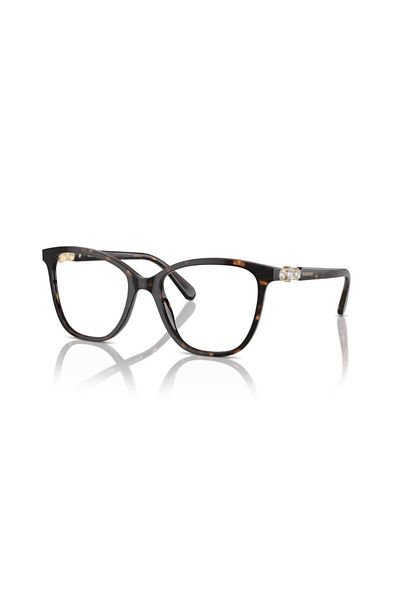 Swarovski Woman Square Eyeglasses- Sk 2020 - Lense Size:52mm - Dark Havana