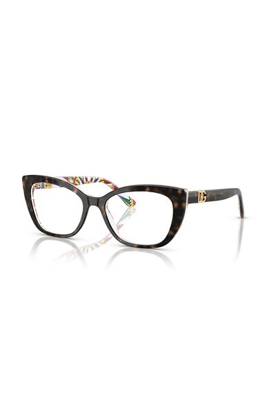 Dolce&Gabbana Dolce & Gabbana Woman Cat Eye Eyeglasses- Dg 3398 - Lense Size:52mm - Havana On White Barrow