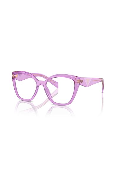 Prada Woman Irregular Eyeglasses- Pr 20zv - Lense Size:52mm - Transparent Amethyst