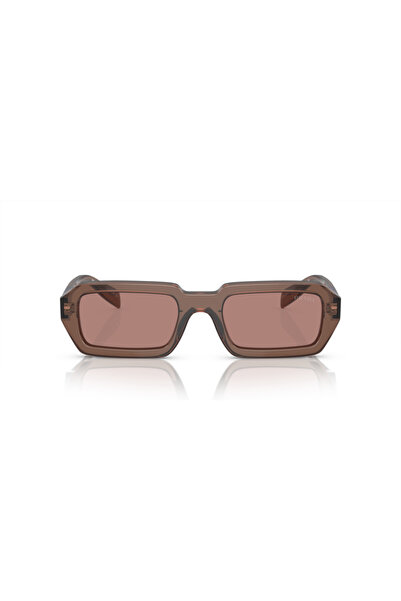 Prada Woman Irregular Sunglasses- Pr A12s - Lense Size:52mm - Brown Transparent