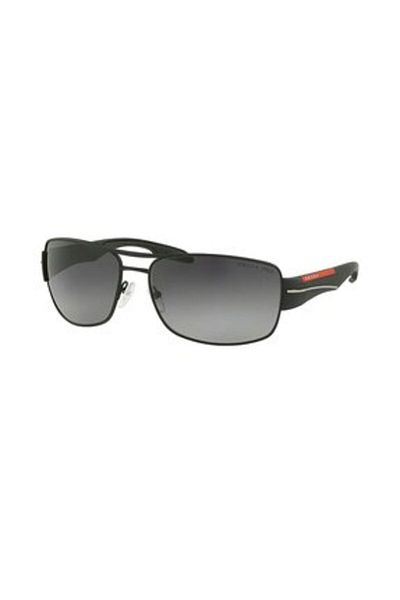 Prada Linea Rossa Man Rectangle Sunglasses- Ps 53ns - Lense Size:65mm - Black Rubber